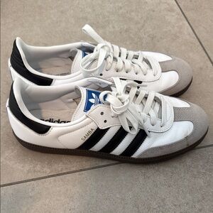 adidas Samba Men’s White/Black Sneakers with Gray Suede Toe